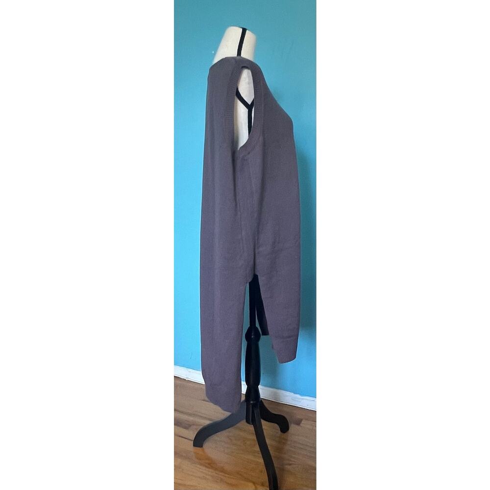 LOGO Lori Goldstein XL Sleeveless Long Knit Tunic Sweater Purple Hi-Low Hem
